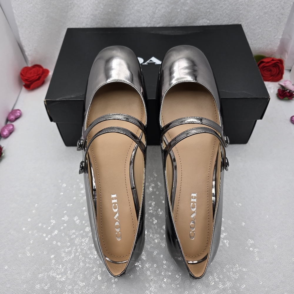 Coach Metallic Leather Winley Mary Jane Women's sz 10 - Picture 2 of 16